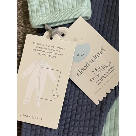 Cloud Island 2-Pack Sleep N Plays 3-6M 2-Way Zipper One Piece NWT - Picture 3 of 4